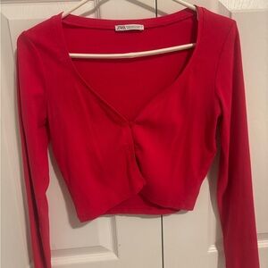 Zara Cropped Hot Pink Cardigan